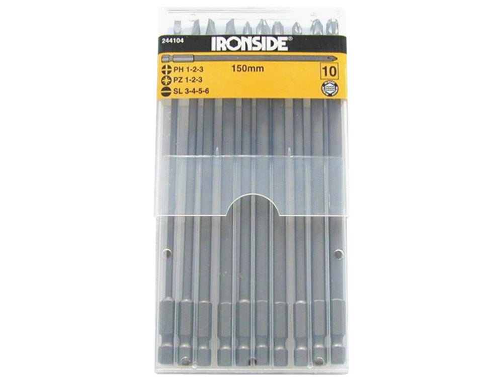 BITS 1/4" 150MM PH+PZ+SL - 10 STUKS IN ETUI - IR244104